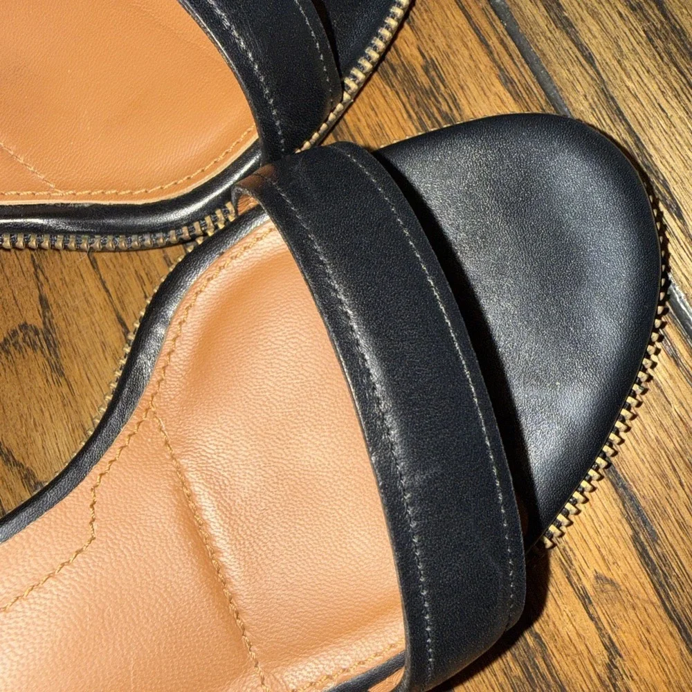 GIVENCHY‎ Black Strappy Leather, Kitten Heels, Ankle Strap Sandals